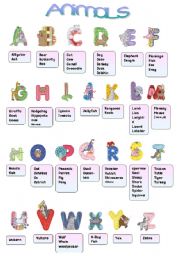 English Worksheet: animals alphabet