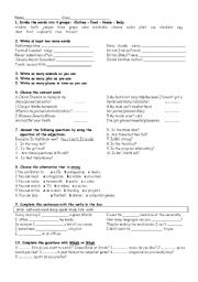 English worksheet: vocabulary test