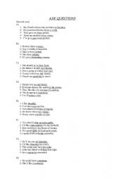 English worksheet: Ask questions exercise!!!