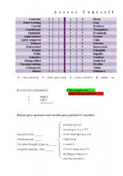 English worksheet: Assess Yourself