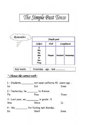 English worksheet: past simple tense 