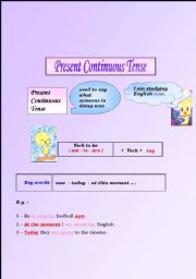 English worksheet: presant and past continuous