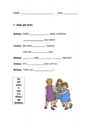 English worksheet: greetings