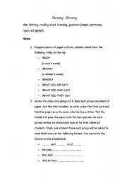English worksheet: Crazy Story