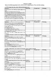 English Worksheet: PHRASAL VERBS