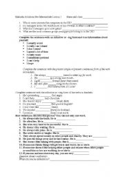 English worksheet: Maturita Solutions Pre-Intermediate Lesson 1 - Test or Revision