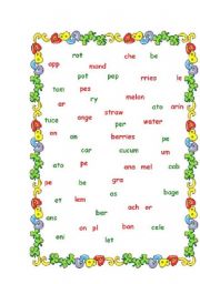 English Worksheet: fruits and vegetables