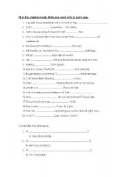 English worksheet: fill the missing word