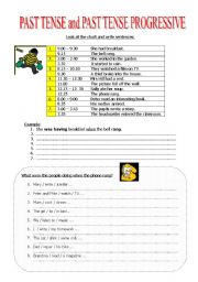 English Worksheet: Past Tense and Past Progressive (continuous)