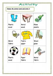 English worksheet: material