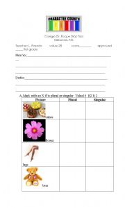 English Worksheet: Plural test