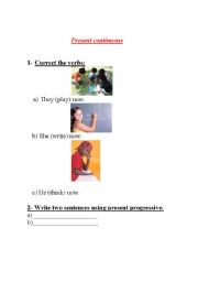 English Worksheet: present  continuous