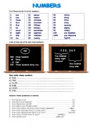 English Worksheet: Numbers