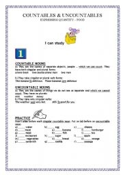 English Worksheet: COUNTABLE & UNCOUNTABLE NOUNS - expressing quantity (food)