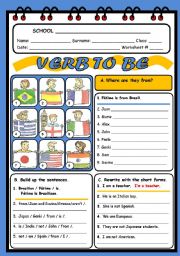 English Worksheet: VERB TO BE