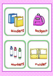 Classroom objects and symbols Set  (7)  -- Basic school supplies vocabulary