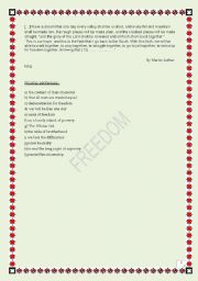 English Worksheet: MARTIN LUTHER KING speech