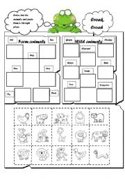 English Worksheet: WILD AND FARM ANIMALS