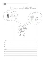 English worksheet: Likes and dislikes (food) Student B