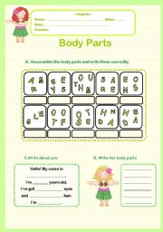 English Worksheet: Body Parts