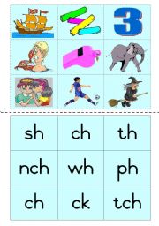 English Worksheet: Consonant diagraphs Game 1