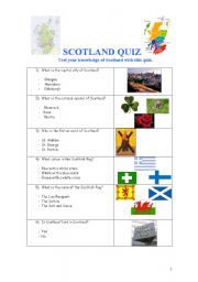 English Worksheet: Scotland quiz