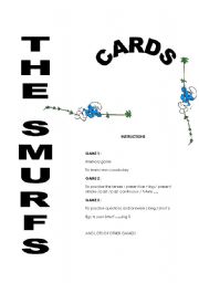 English Worksheet: SMURFS CARDS