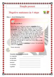 English Worksheet: Simple present - negative sentences (with answer key) -  5 pages