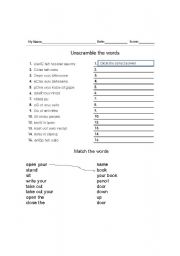 English worksheet: comands