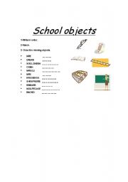 English worksheet: School Objects