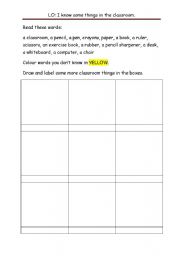 English worksheet: I know some things in the classroom