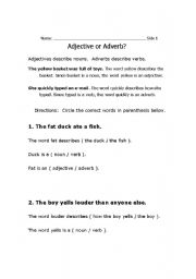 English Worksheet: Adjective and Adverb