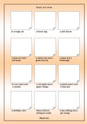 English Worksheet: Read and Draw - Elementary