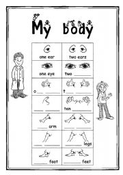 English Worksheet: My body 1