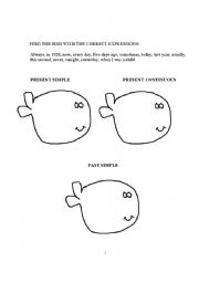 English Worksheet: tenses fish