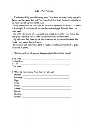 English worksheet: on the farm