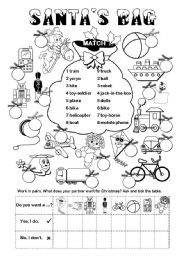 English Worksheet: Santas Bag