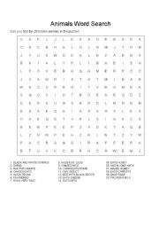 English worksheet: find the animals