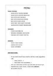 English Worksheet: ROLE PLAY DIALOGUE IN RESTAURANT