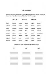 English Worksheet: the -ed sound