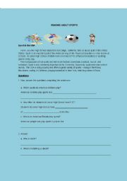 English Worksheet: Sports in US