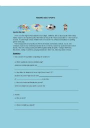 English worksheet: Sports in US