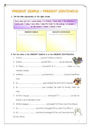 English Worksheet: Present simple / present continuous review