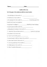 English Worksheet: Months of the Year Test