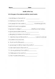 English worksheet: Months of the Year Test