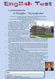 English Worksheet: Test - St. Cristopher, the friendly school