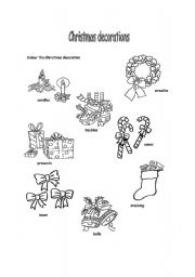 English worksheet: xmas decorations