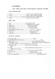 English worksheet: Quantifiers/countables-uncountables