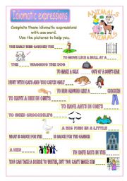 English Worksheet: Idiomatic expressions - ANIMALS - 