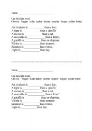 English worksheet: Comparatives